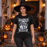 Grim Reaper Halloween Skeleton Funny Death Bones T-Shirt – Skull & Reaper Gothic Graphic Graphic Tee - Color: black