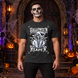 Grim Reaper Halloween Skeleton Funny Death Bones T-Shirt – Skull & Reaper Gothic Graphic Graphic Tee - Color: charcoal