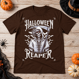 Grim Reaper Halloween Skeleton Funny Death Bones T-Shirt – Skull & Reaper Gothic Graphic Graphic Tee - Color: chocolate