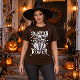 Grim Reaper Halloween Skeleton Funny Death Bones T-Shirt – Skull & Reaper Gothic Graphic Graphic Tee - Color: chocolate