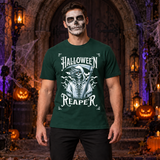 Grim Reaper Halloween Skeleton Funny Death Bones T-Shirt – Skull & Reaper Gothic Graphic Graphic Tee - Color: forest green