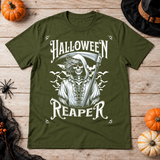 Grim Reaper Halloween Skeleton Funny Death Bones T-Shirt – Skull & Reaper Gothic Graphic Graphic Tee - Color: military green