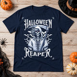 Grim Reaper Halloween Skeleton Funny Death Bones T-Shirt – Skull & Reaper Gothic Graphic Graphic Tee - Color: navy