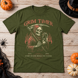 Grim reaper holding hourglass T-Shirt – Skull & Reaper Gothic Graphic Graphic Tee - Color: military green