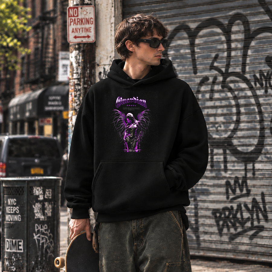 Guardian Angel Dark Silhouette Hoodie – Dark Editorial / Gothic Streetwear Hoodie - Color: black