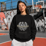 Guardian Angel Mother and Child Spread Sweatshirt – Religious Imagery Collage Graphic Sweatshirt - Color: black