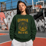 Guardian Angel of Hell Skull Sweatshirt – Gothic Streetwear Poster Graphic Sweatshirt - Color: forest green