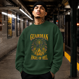 Guardian Angel of Hell Skull Sweatshirt – Gothic Streetwear Poster Graphic Sweatshirt - Color: forest green