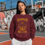 Guardian Angel of Hell Skull Sweatshirt – Gothic Streetwear Poster Graphic Sweatshirt - Color: maroon