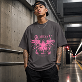 Guardian Angel Wings T-Shirt – Gothic Streetwear Poster Graphic Tee - Color: Charcoal