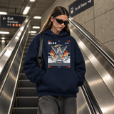 Guardian Flame Angel Hoodie – Gothic Streetwear Poster Graphic Hoodie - Color: navy