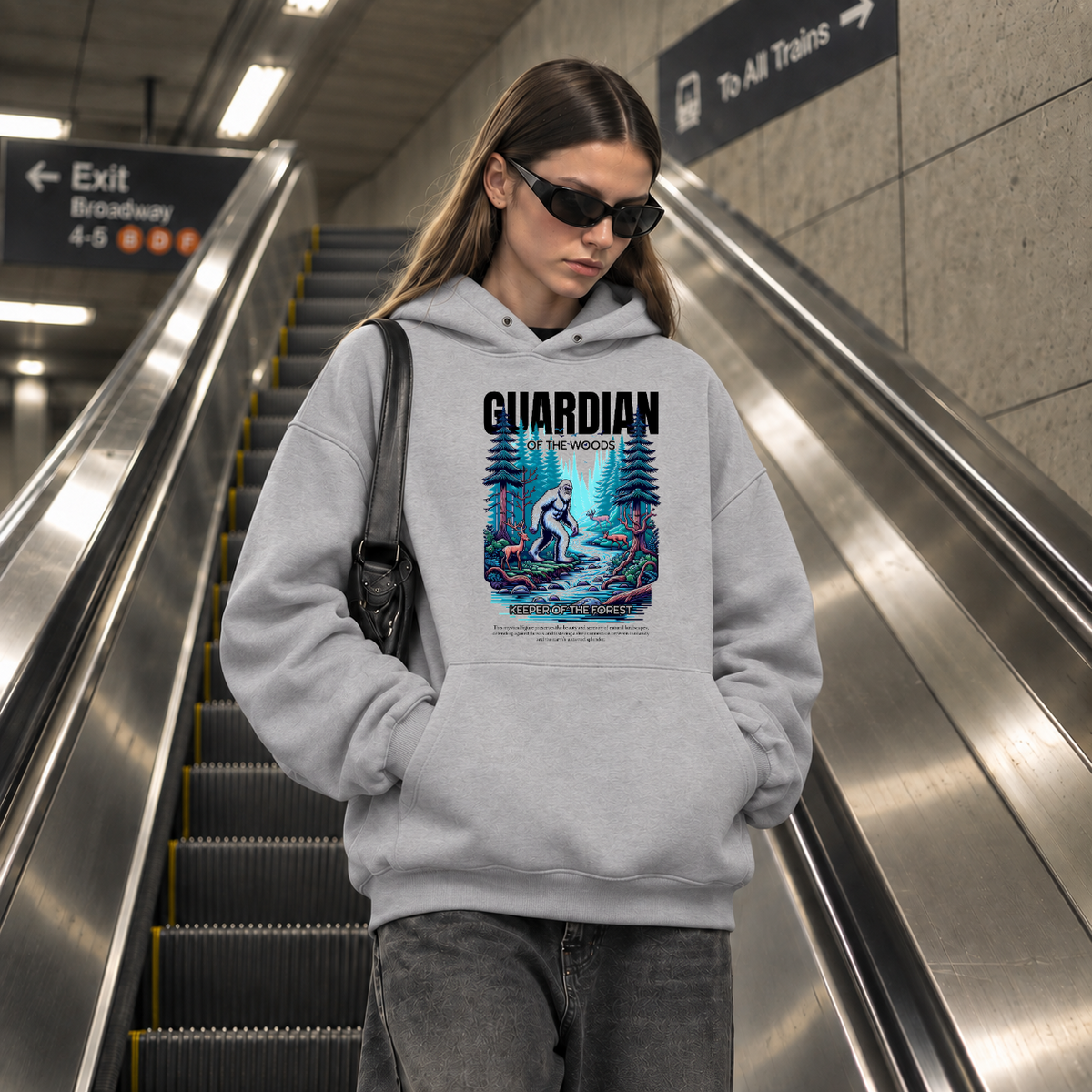 Guardian of the Woods Forest Keeper Hoodie – Gothic Streetwear Poster Graphic Hoodie - Color: sport grey