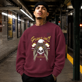Guardians of Freedom Eagle Skull Sweatshirt – Gothic Streetwear Poster Graphic Sweatshirt - Color: maroon