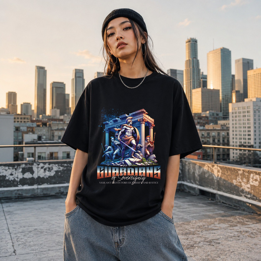 Guardians of Sovereignty Warrior T-Shirt – Dark Art / Renaissance Aesthetic Graphic Tee - Color: Black