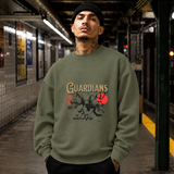 Guardians Wolf Beast Underworld Sweatshirt – Gothic Streetwear Poster Graphic Sweatshirt - Color: military green