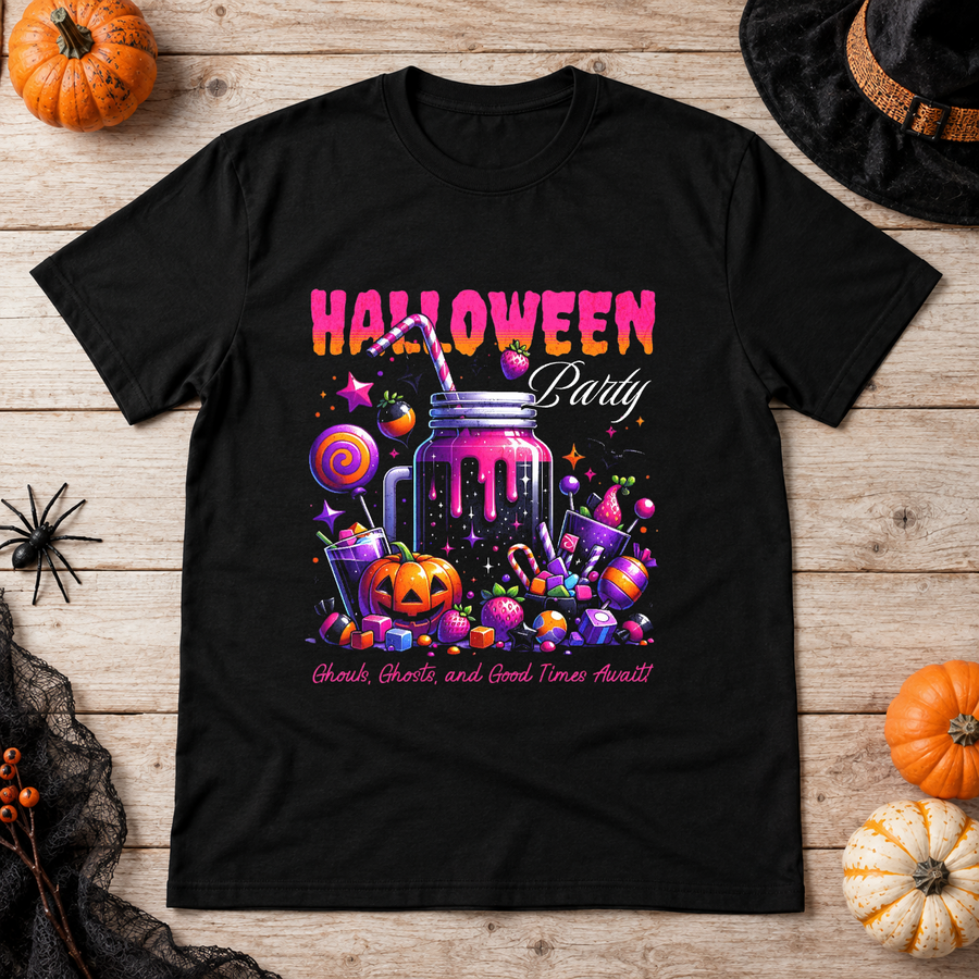 Halloween Party T-Shirt – Halloween Streetwear Graphic Graphic Tee - Color: black
