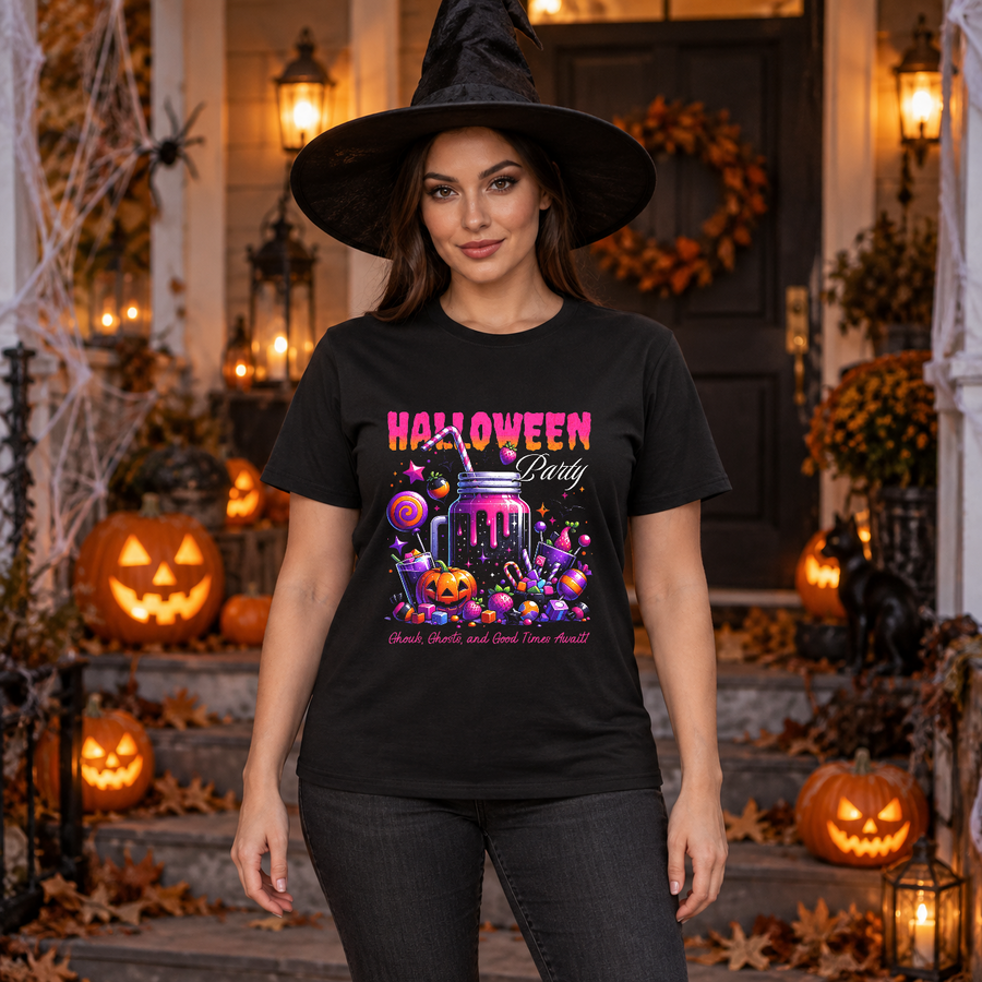 Halloween Party T-Shirt – Halloween Streetwear Graphic Graphic Tee - Color: black