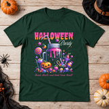 Halloween Party T-Shirt – Halloween Streetwear Graphic Graphic Tee - Color: forest green