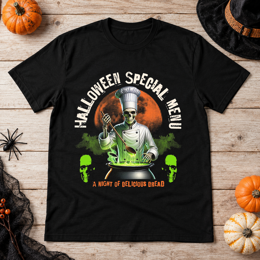 Halloween Special Menu T-Shirt – Halloween Streetwear Graphic Graphic Tee - Color: black