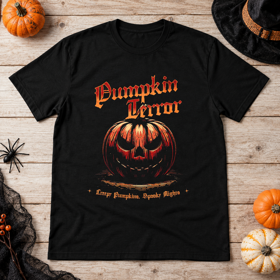 Halloween - Spooky Pumpkin T-Shirt – Halloween Streetwear Graphic Graphic Tee - Color: black