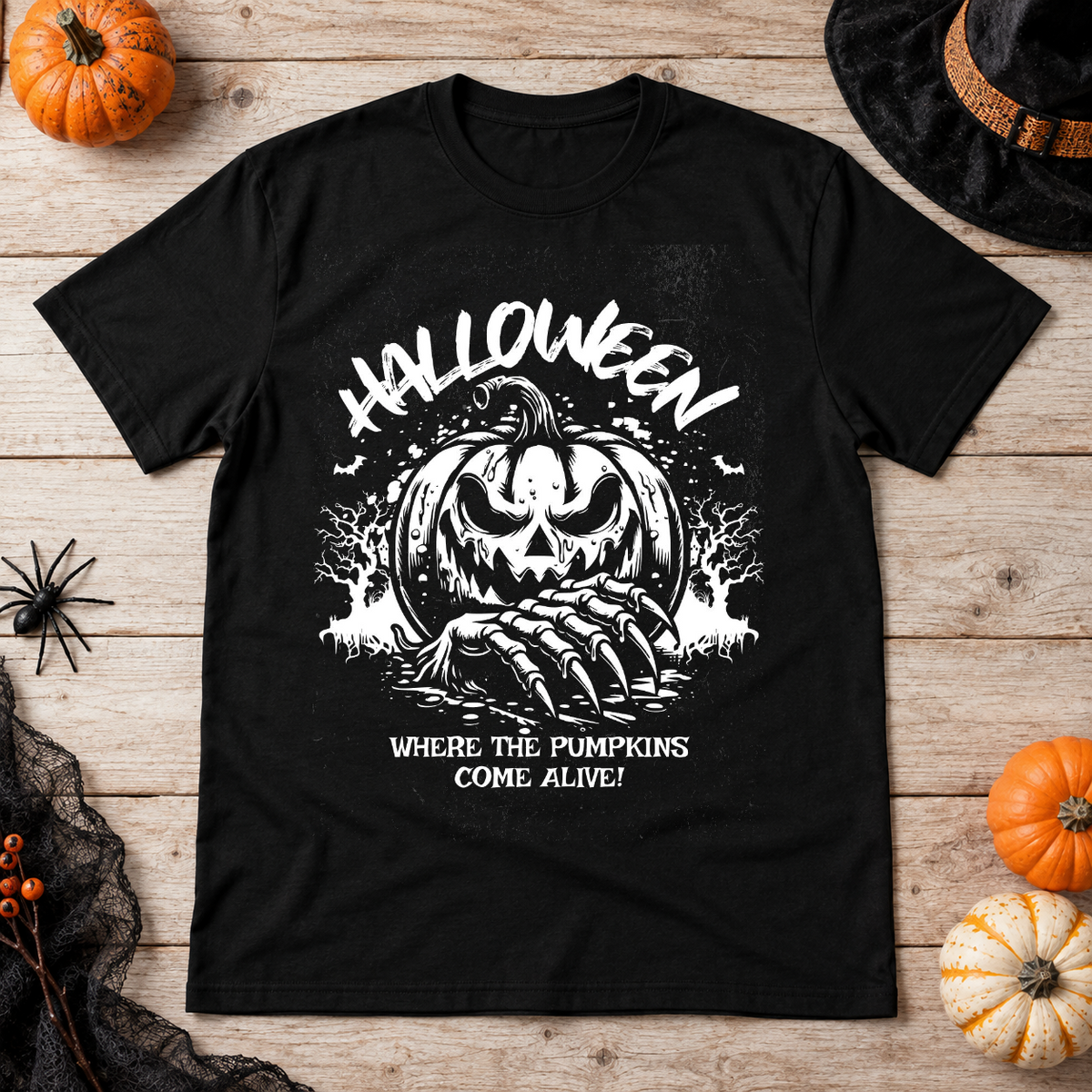 Halloween T-Shirt – Halloween Streetwear Graphic Graphic Tee - Color: black