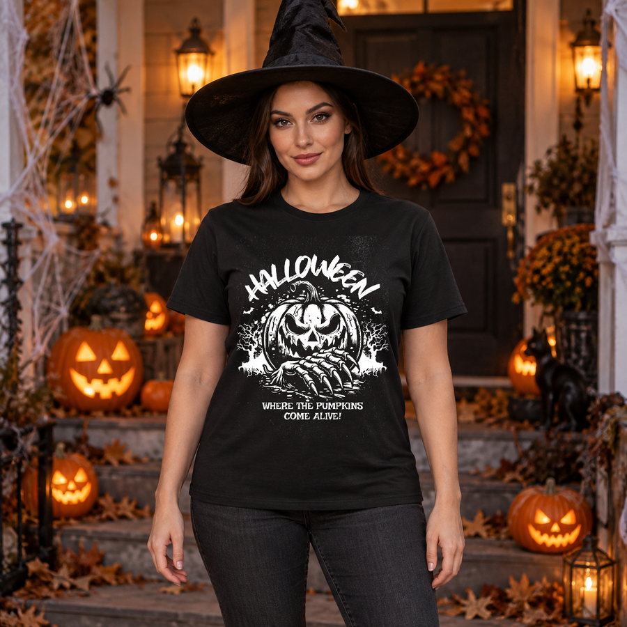 Halloween T-Shirt – Halloween Streetwear Graphic Graphic Tee - Color: black