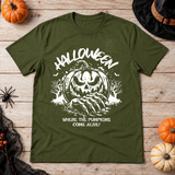Halloween T-Shirt – Halloween Streetwear Graphic Graphic Tee - Color: military green