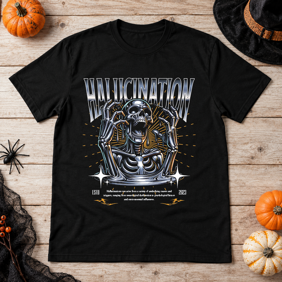 Hallucination T-Shirt – Dark Editorial Graphic Design Graphic Tee - Color: black