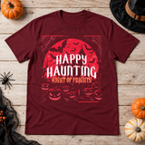 Happy Haunting Night Of Frights Spooky Halloween T-Shirt – Dark Gothic Halloween Graphic Graphic Tee - Color: maroon