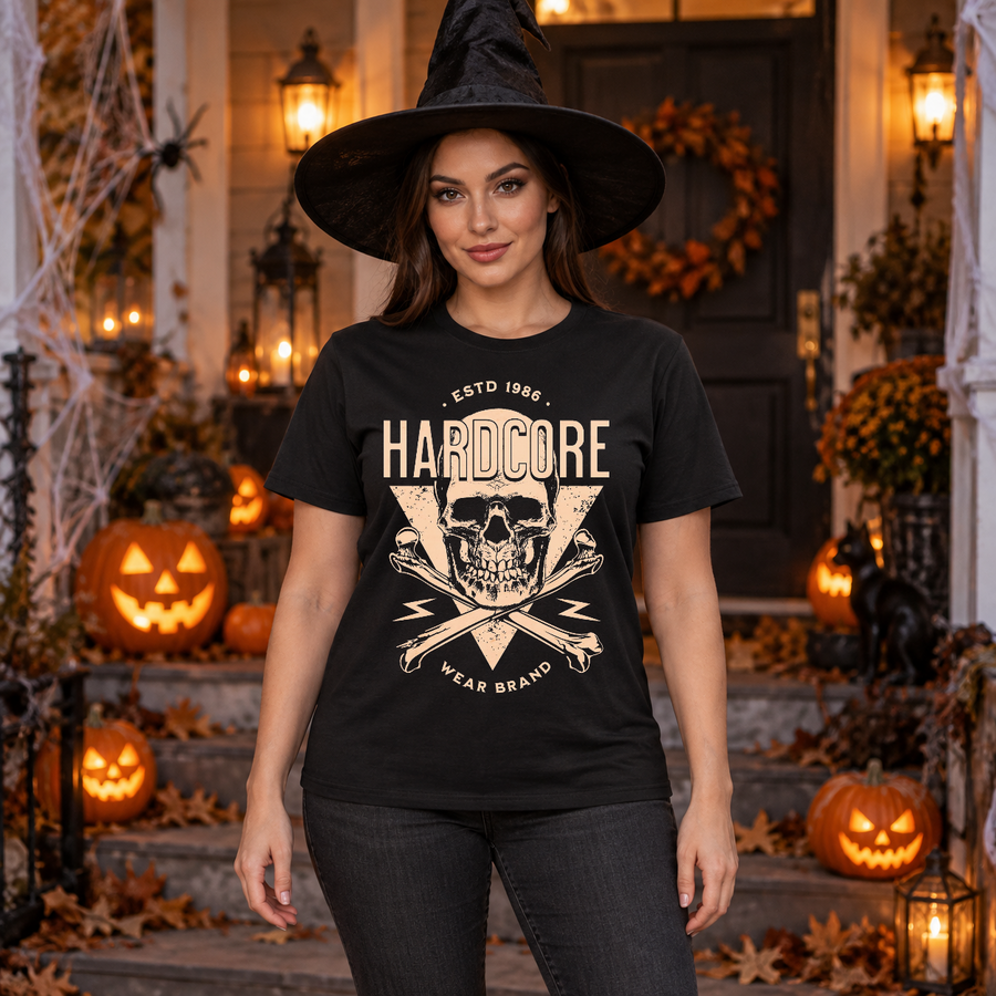 Hardcore Rock - Skull T-Shirt – Skull & Reaper Gothic Graphic Graphic Tee - Color: black