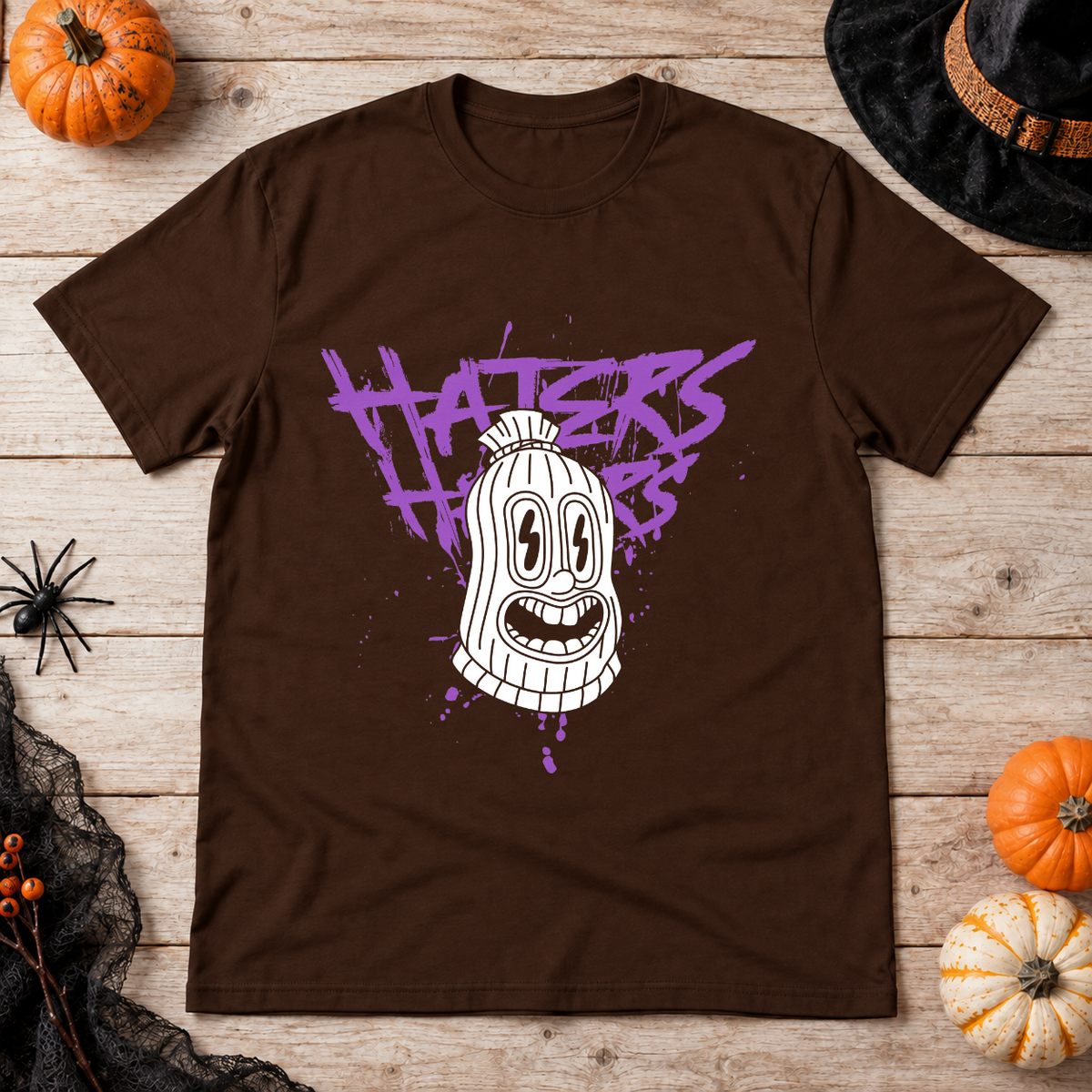 Haters T-Shirt – Dark Editorial Graphic Design Graphic Tee - Color: chocolate