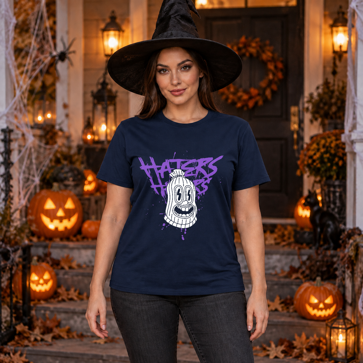 Haters T-Shirt – Dark Editorial Graphic Design Graphic Tee - Color: navy