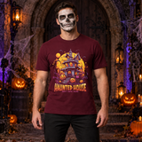 Haunted House T-Shirt – Dark Gothic Halloween Graphic Graphic Tee - Color: maroon