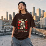 Haunted Warrior T-Shirt – Gothic Streetwear Poster Graphic Tee - Color: Dark Chocolate
