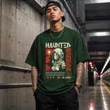 Haunted Warrior T-Shirt – Gothic Streetwear Poster Graphic Tee - Color: Forest Green