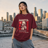 Haunted Warrior T-Shirt – Gothic Streetwear Poster Graphic Tee - Color: Maroon