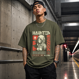 Haunted Warrior T-Shirt – Gothic Streetwear Poster Graphic Tee - Color: Military Green