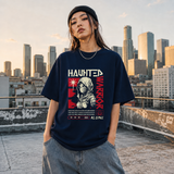Haunted Warrior T-Shirt – Gothic Streetwear Poster Graphic Tee - Color: Navy