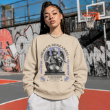 Heaven Rehearsal Cherubim Violin Sweatshirt – Religious Imagery Collage Graphic Sweatshirt - Color: sand