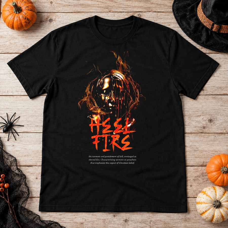Hell Fire T-Shirt – Classic Halloween Graphic Design Graphic Tee - Color: black