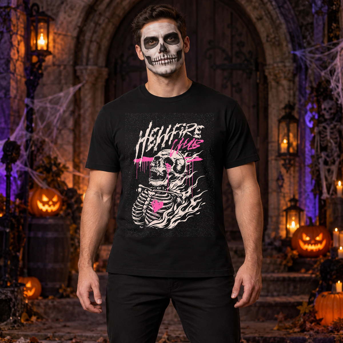 Hellfire Club T-Shirt – Skull & Reaper Gothic Graphic Graphic Tee - Color: black