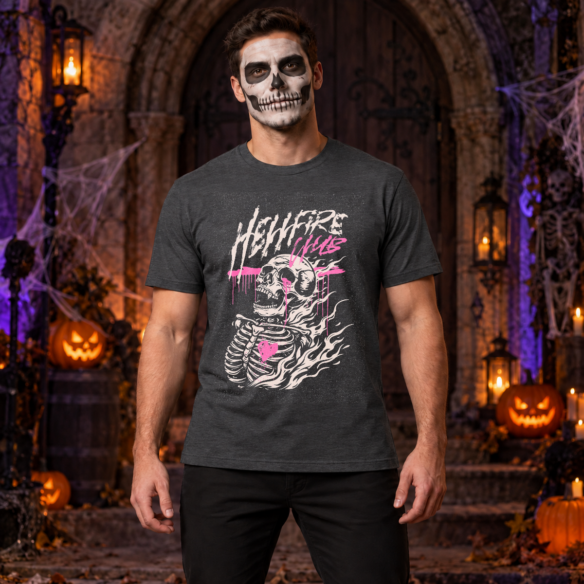 Hellfire Club T-Shirt – Skull & Reaper Gothic Graphic Graphic Tee - Color: dark heather