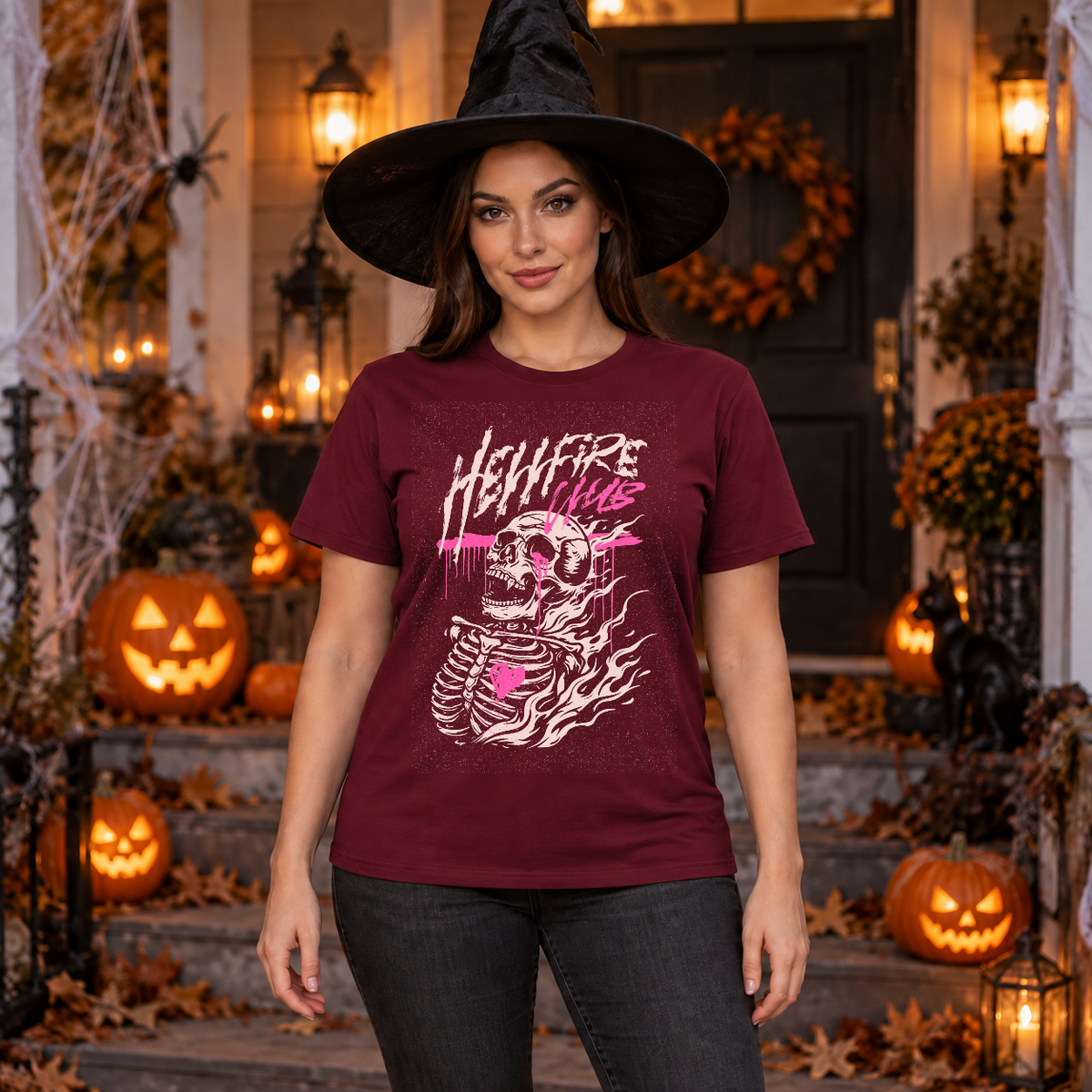 Hellfire Club T-Shirt – Skull & Reaper Gothic Graphic Graphic Tee - Color: maroon