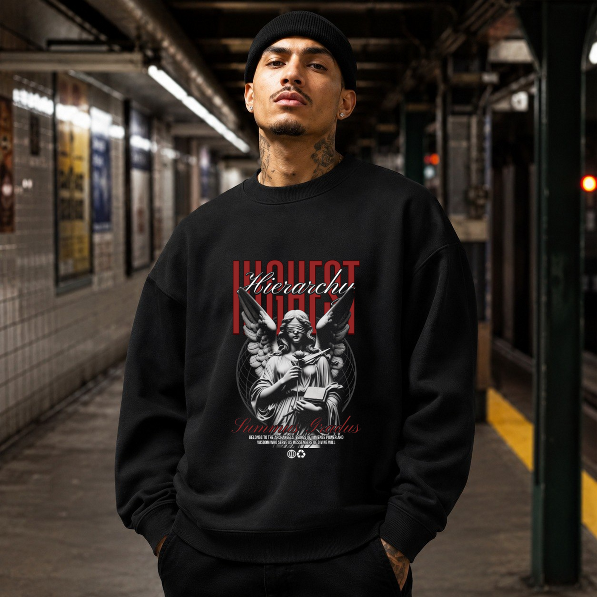 Highest Hierarchy Angel Sweatshirt – Dark Editorial / Gothic Streetwear Sweatshirt - Color: black