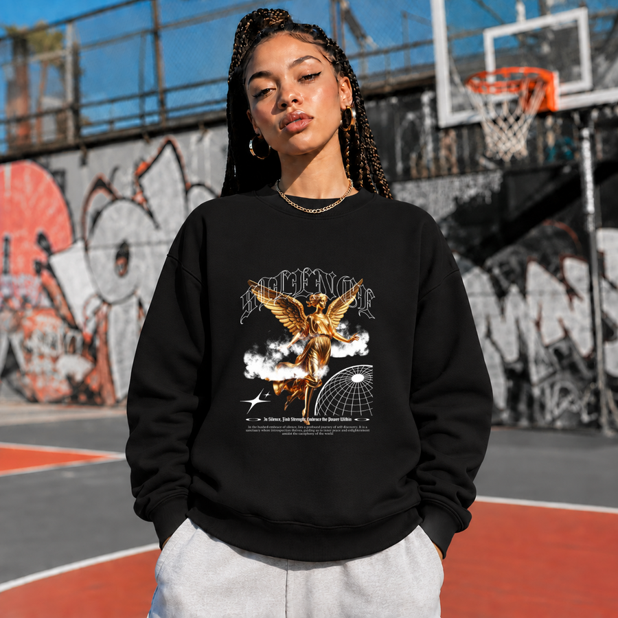 Highest Honor Gold Angel Sweatshirt – Dark Art / Renaissance Aesthetic Graphic Sweatshirt - Color: black