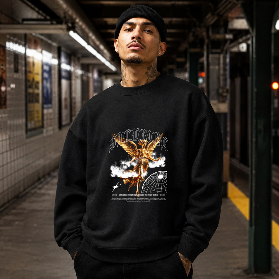 Highest Honor Gold Angel Sweatshirt – Dark Art / Renaissance Aesthetic Graphic Sweatshirt - Color: black