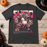 Hippo Sumo Wrestler Japan Anime Style Wild Sport T-Shirt – Dark Streetwear Graphic Design Graphic Tee - Color: charcoal