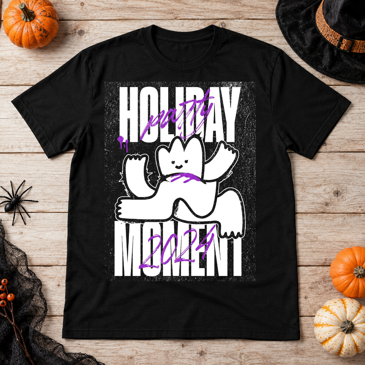 Holiday Party Mascot T-Shirt – Dark Streetwear Graphic Design Graphic Tee - Color: black