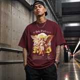 Holy Goddess T-Shirt – Religious Imagery Collage Graphic Tee - Color: Maroon