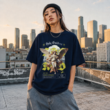 Holy Goddess T-Shirt – Religious Imagery Collage Graphic Tee - Color: Navy